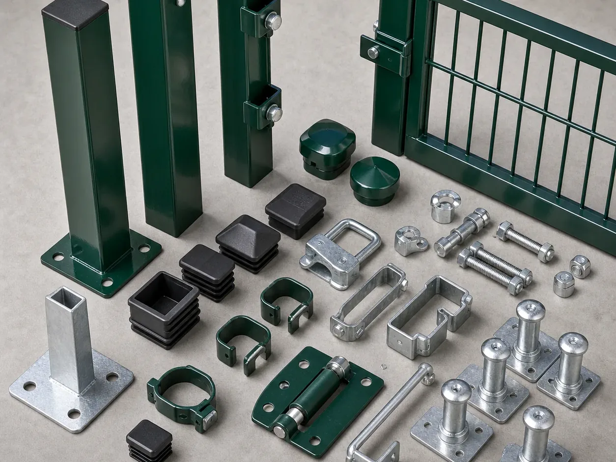 fence posts caps clamps bolts hinges base plates and gate hardware accessories