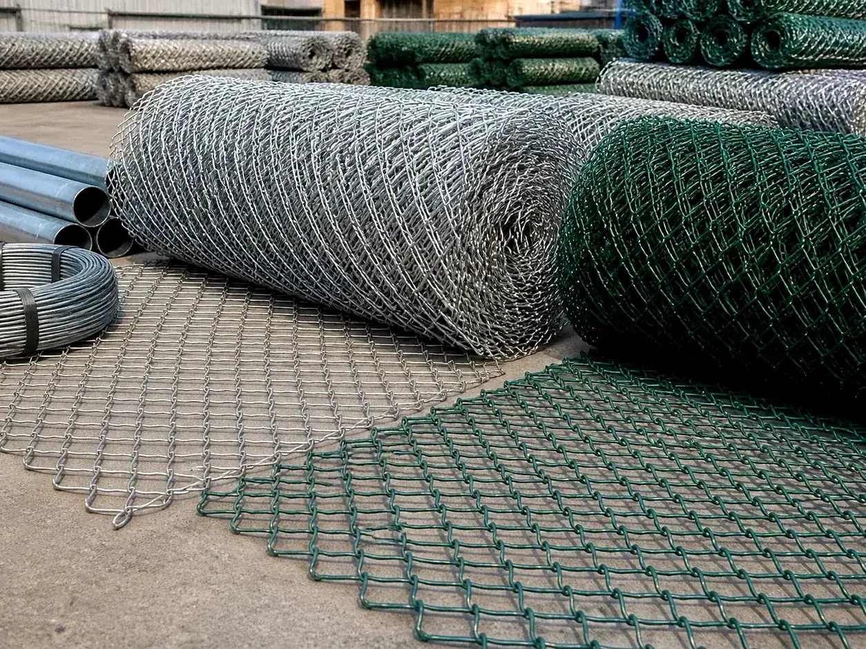 chain link fence rolls with posts rails tension wire and fittings