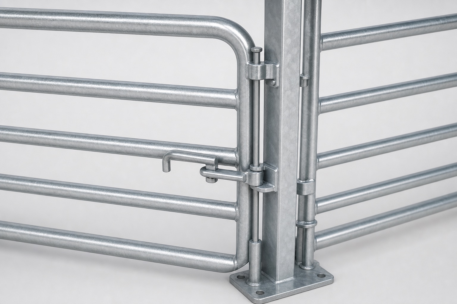 galvanized sheep yard drafting gate hinge latch and joining post detail