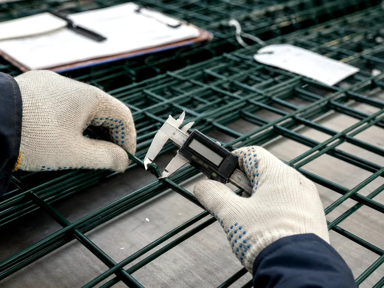 wire diameter inspection before wire mesh fence production
